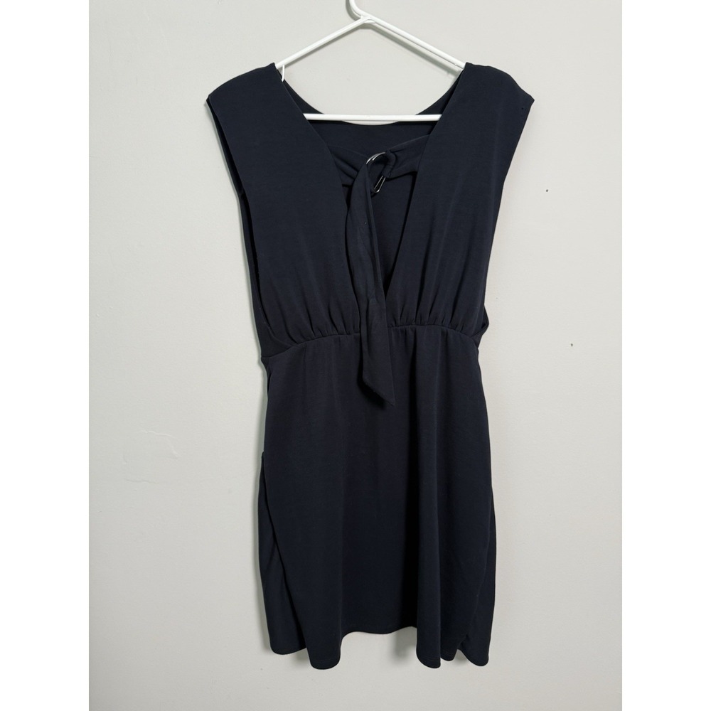 Free People Navy Runaway Knit Mini Dress Sz M Faux Wrap Classy Event Career Sexy - Picture 4 of 9